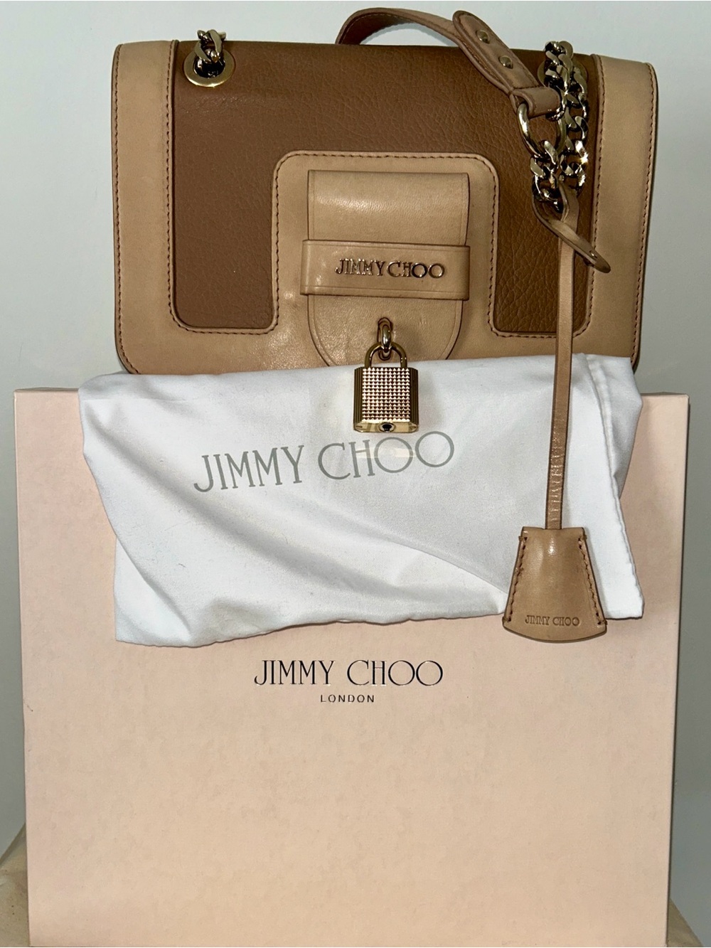 Jimmy Choo Rebel Padlock Flap Shoulder Bag. Authentic Dusty and Box included.